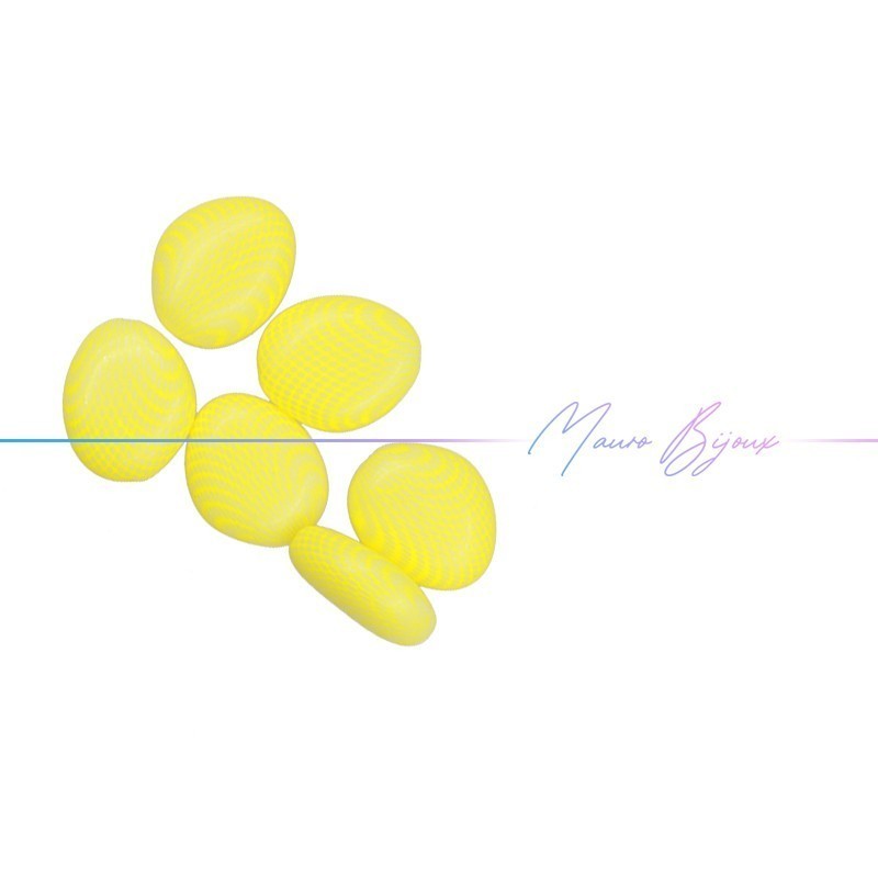 Passanti in Resina Ovale con disegni ipnotico 25x30mm Giallo