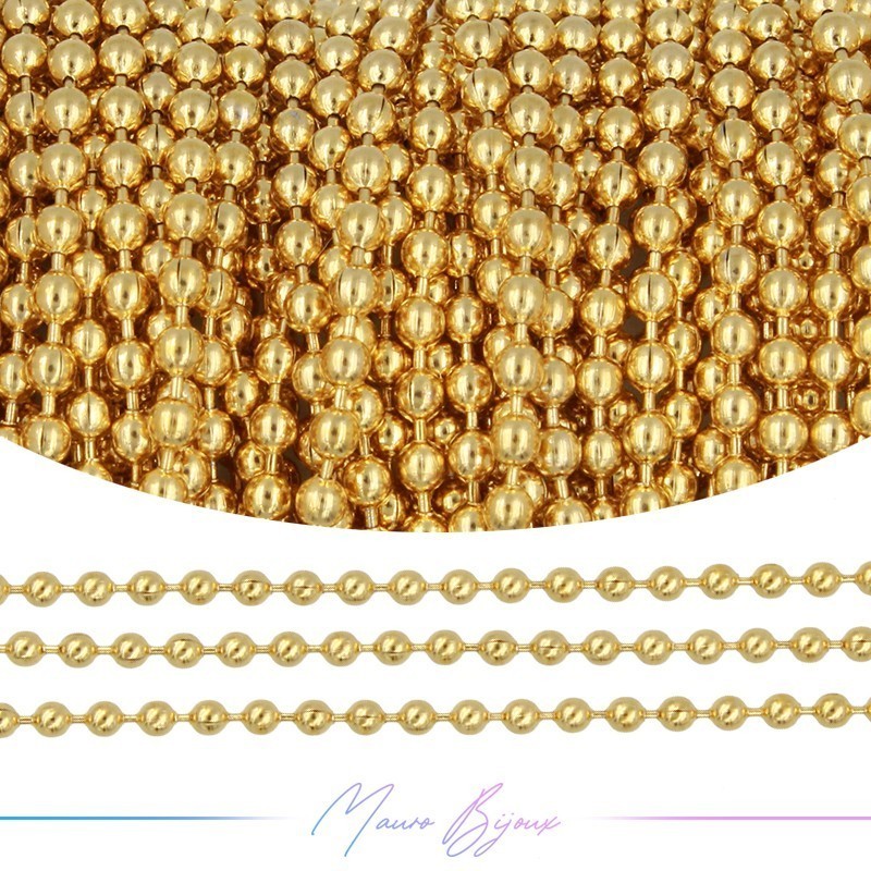 Inox Chain Ball 3mm Base Gold