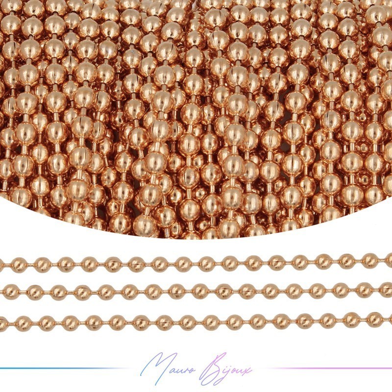Catene in Acciaio Pallina 2mm Base Oro Rosa