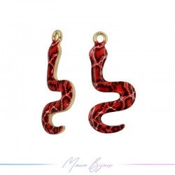 Ciondoli in Ottone Smaltati Serpente Rosso 15x32mm