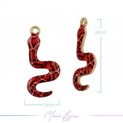 Ciondoli in Ottone Smaltati Serpente Rosso 15x32mm
