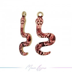 Ciondoli in Ottone Smaltati Serpente Rosso Chiaro 15x32mm