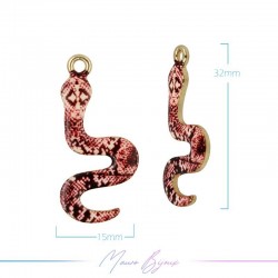Ciondoli in Ottone Smaltati Serpente Rosso Chiaro 15x32mm