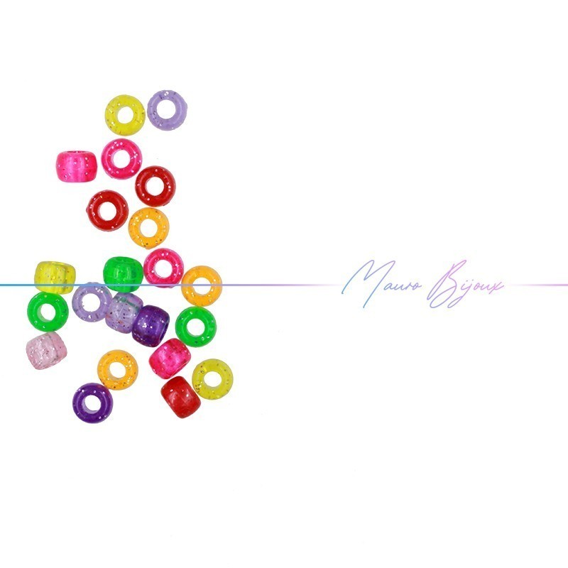 Rondel Resin  6x9mm Trasparent Multicolour with Glitter