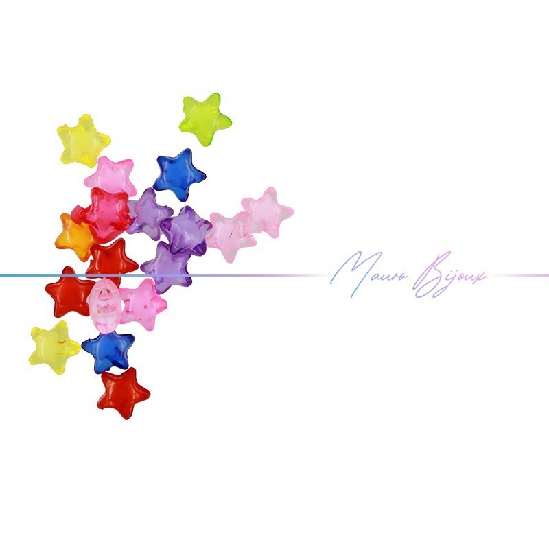 Resin Stars Trasparent Multicolour 11mm