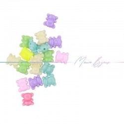 Resin Teddy Bear Pastel Multicolor 12mm
