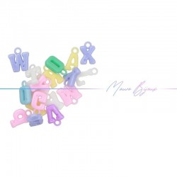 Resin Charms Letters Pastel Multicolor 14mm