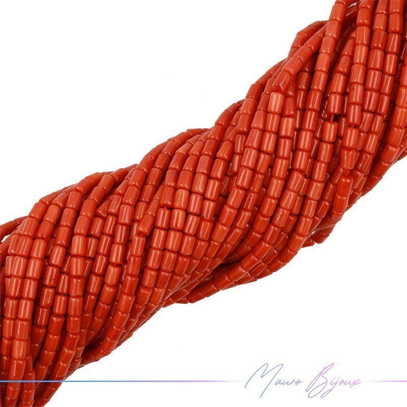 Thread of Orange Bambu Coral Polished Cylinder