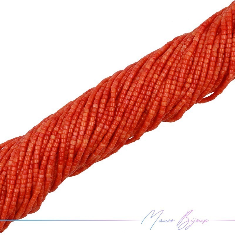 Fili di Corallo Bambu Cilindro Liscio Arancione 2mm