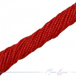 Thread of Red Bambu Coral Polished Cylinder 3mm