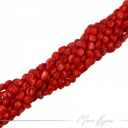 Thread of Red Bambu Coral Polished Irregular Shape
