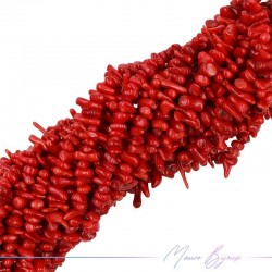 Thread of Red Bambu Coral Polished Irregular Natural Shape