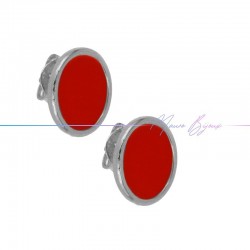 Perni orecchini in Ottone base Argento Forma Ovale Smaltati Rosso
