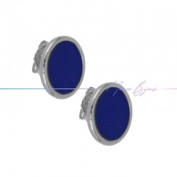 Perni orecchini in Ottone base Argento Forma Ovale Smaltati Blu
