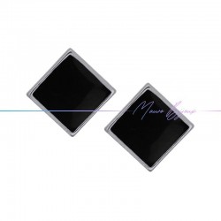 Perni orecchini in Ottone base Argento Forma Rombo Smaltati Nero