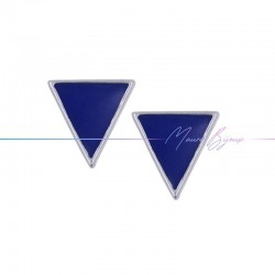 Perni orecchini in Ottone base Argento Forma Triangolo Smaltati Blu