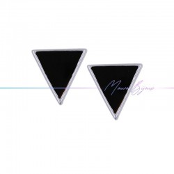 Perni orecchini in Ottone base Argento Forma Triangolo Smaltati Nero