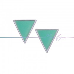 Earring enameled in Brass Silver Triangle Turquoise