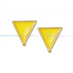 Earring enameled in Brass Gold Triangle Yellow