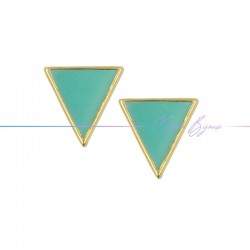Earring enameled in Brass Gold Triangle Turquoise