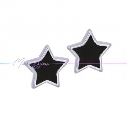 Earring enameled in Brass Silver Star Black