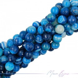 Striped Agate Faceted Sphere Blue