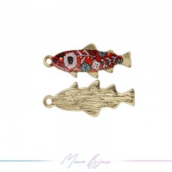 Charms Brass Enamelled Red Fish 27x11mm