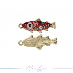 Ciondoli in Ottone Smaltati Pesce Rosso 27x11mm