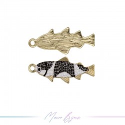 Charms Brass Enamelled Black Fish 27x11mm Charms Brass Enamelled Black Fish 27x11mm