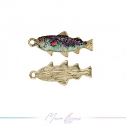 Charms Brass Enamelled Green Fish 27x11mm