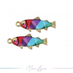 Charms Brass Enamelled Multicolor Fish 27x11mm