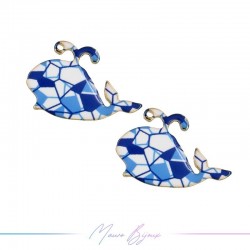Charms Brass Enamelled Blue Whale 24x16mm