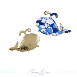Charms Brass Enamelled Blue Whale 24x16mm