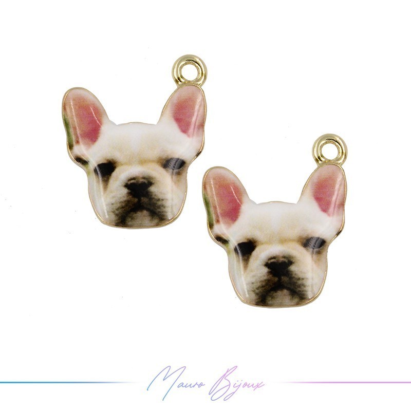 Ciondoli in Ottone Smaltati Cane Bianco 16x18.5mm
