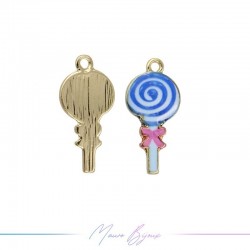 Ciondoli in Ottone Smaltati Lollipop Blu 11x23mm