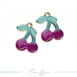 Ciondoli in Ottone Smaltati Ciliegia Viola 13x17mm