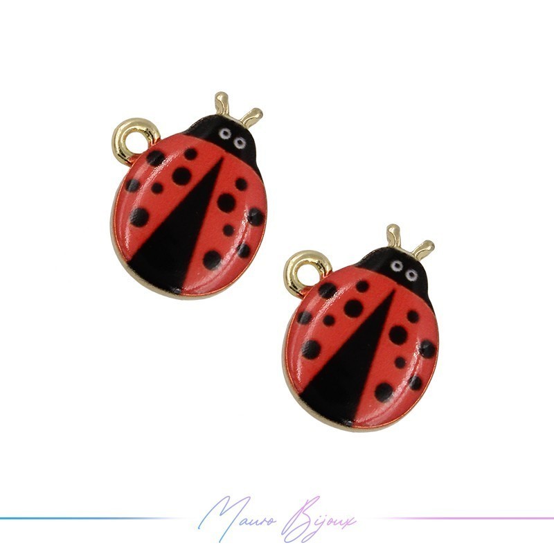 Ladybug Charms Enamelled Brass Pendant 12x16mm