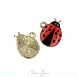 Ladybug Charms Enamelled Brass Pendant 12x16mm
