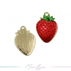 Strawberry Charms Enamelled Brass Pendant 15x22mm