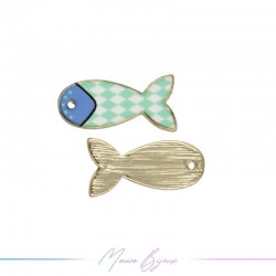Fish B Charms Enamelled Brass Pendant Turquoise 21.2x21.7mm