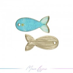 Fish B Charms Enamelled Brass Pendant Blue with Star 21.2x21.7mm