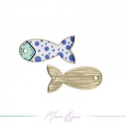 Fish B Charms Enamelled Brass Pendant Blue Star 21.2x21.7mm
