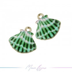 Ciondoli in Ottone Smaltati Conchiglia Verde 16x16mm