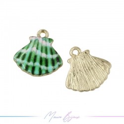 Shells Charms Enamelled Brass Pendant Green 16x16mm