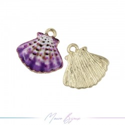 Ciondoli in Ottone Smaltati Conchiglia Viola 16x16mm