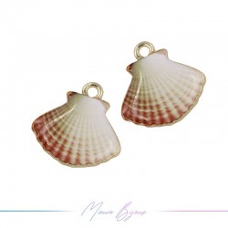 Ciondoli in Ottone Smaltati Conchiglia Marrone 16x16mm