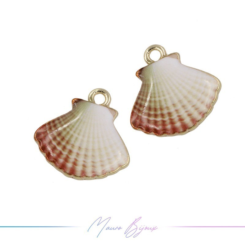 Ciondoli in Ottone Smaltati Conchiglia Marrone 16x16mm