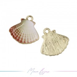 Ciondoli in Ottone Smaltati Conchiglia Marrone 16x16mm