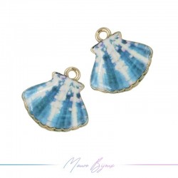 Shells Charms Enamelled Brass Pendant Light Blue 16x16mm