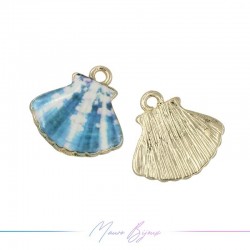 Shells Charms Enamelled Brass Pendant Light Blue 16x16mm